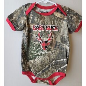 Realtree‎ Baby Buck Camo Bodysuit 24M Plaid Deer Hunting Theme